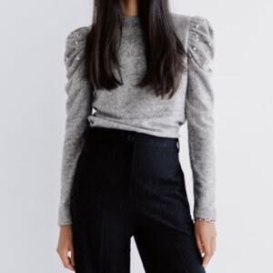 Zara Grey Sweater with Pearl Details